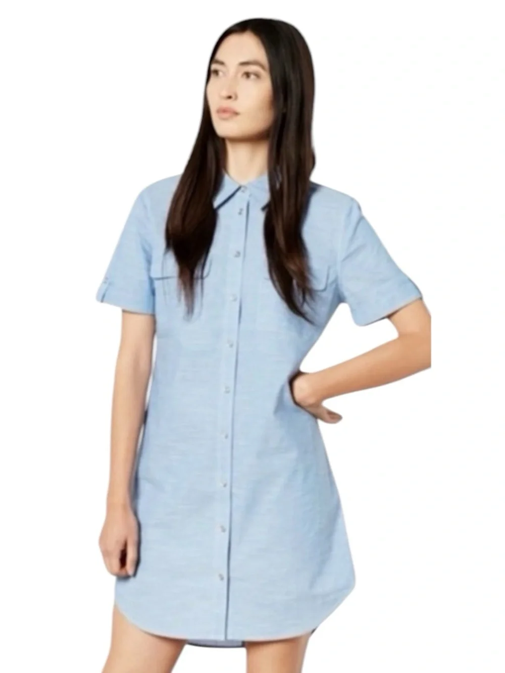 Equipment Femme Cotton Chambray Short-Sleeve Shirt Dress size S - Picture 1 of 8